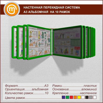 Настенная перекидная система А3 на 10 рамок альбомная
